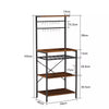 Kitchen Baker's Rack Microwave Oven Stand with Storage Shelves,Metal Frame/6Hook