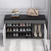 Shoe Bench with Cushion Wood Storage Cabinet Padded Seat Cupboard Footwear Rack