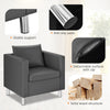 Upholstered Single Sofa Chair Grey PU Leather Leisure Single Armchair w/Pillow
