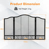 3 Panel Foldable Fireplace Screen Freestanding Metal Mesh Spark Guard Protector