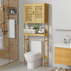 Large Bamboo Over-The-Toilet Storage Cabinet Bathroom Rack with Adjustable Shelf