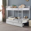 Twin Bunk Bed Frame 3Ft Single Loft Sleeper with Two Storage Drawer Ladder White