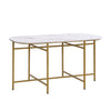 Dining Table and Chairs Set 6 Kitchen Table with MDF White Marble Tabletop Gold