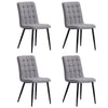 Set of 4 Dining Chairs Kitchen Breakfast Grey Linen Fabric Padded Seat Metal Leg
