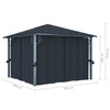 Gazebo with Curtain & LED String Lights 3x3 m Anthracite Aluminium