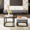 Nesting Coffee Table Side Table with Drawer High-Gloss Tabletop Square Set of 2