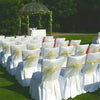 100x White Pleated Skirt Chair Covers Seat Protector Slip Stretch Dining Wedding