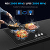 OYAJIA 58cm Black 3 Burner Gas On Glass Hob With Cast Iron Pan Stands UK