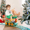Ride On Train with 16 Pieces Tracks & Storage Box under Seat-Blue