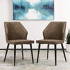 Dining Chair PU Soft High Wide Backrest Metal Legs Dining Room Brown Grey Beige