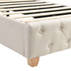 3FT UPHOLSTERED SINGLE BED FRAME WITH LINEN TUFTED HEADBOARD & WING SIDE BEIGE