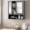 Bathroom Cabinet Wooden Wall-Mounted Mirror Cabinet w/2-Tier Adjustable Shelves