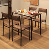 5 Piece Dining Table and Chairs Set Metal Wood Compact Set Table+4 Chairs Brown