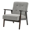 Retro Single Chair Solid Wood Frame Armchair Grey Cushion Padded Sofa 1 Seater