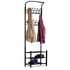 Industrial Coat Rack Vintage Shoe Stand Hallway Storage Bench Rustic Shelf Hooks