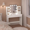 White Dressing Table Mirror With LED Lights Drawers Vanity Makeup Desk Stool Set