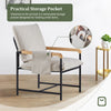 Beige Accent Chair with Metal Frame Wide Seat Corduroy Armchair for Living Room