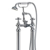 Traditional Freestanding Bath Shower Mixer Tap Brushed Brass-Chrome