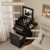 Modern Dressing Vanity Table Set with LED Mirror Stool Side Panel 2 Drawers