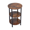 Rustic Small Bedside Table 3 Tier Round Side End Table Nightstand Storage Shelf
