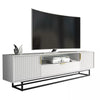 200cm Loft Retro Milled Fronts TV Unit Stand | White Matt Body | Vintage Cabinet