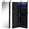 LED Lights Jewelry Cabinet Lockable Wall/Door Mounted Jewelry Armoire W/ Mirror
