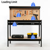 Workbench Workshop Garage Steel Storage Tool DIY Table W/ Pegboard Drawers Black