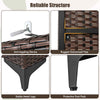 Bedroom Clothes Organizer Storage Cabinet Wicker Wardrobe-Coffee