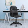 Home Office Chair Leather Computer Chair Adjustable Study Chair with Arms Black