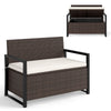 150L Outdoor Storage Bench PE Rattan Deck Box Seat w/Cushion-Brown
