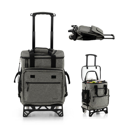3-in-1 Collapsible Cooler Trolley 40L Portable Insulated Cool Bag Adjustable