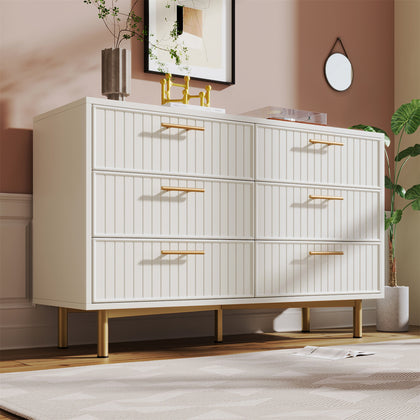 6 Chest of Drawers Bedroom Wooden Drawer and Metal Frame for Bedroom Living Room