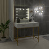 White Dressing Table with LED Lights Mirror Drawers Vanity Make Up Desk Bedroom