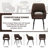 2 Pcs Dining Chairs Faux Leather Diamond Cushion Seat With Hole Brown Grey
