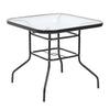 80cm Outdoor Garden Square Dining Table Patio Tempered Glass Top w/ Parasol Hole