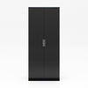 Black High Gloss 2 Door Wardrobe Bedroom Furniture Hanging Rail Storage Cabinet