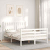 Gecheer Bed Frame with Headboard White 140x190 Solid Wood Bed Frame Q4Z9