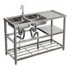 120cm Commercial Sink Kitchen Stainless Steel 2.0 Bowl Catering Drainer Unit+Tap