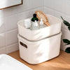 White Storage Boxes with Lid Plastic Storage Basket Cupboard Organiser Stackable