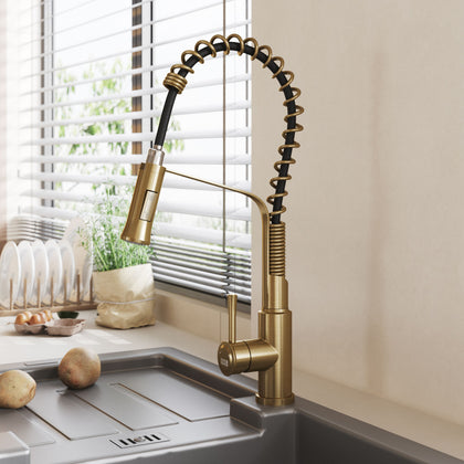 Modern Gold Kitchen Mixer Taps Pull out Spray 360° Mono Single Lever Sink Faucet