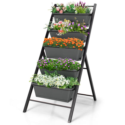 5-Tier Flower Stand Vertical Raised Garden Bed Garden Planter w/ 5 Container Box