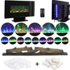 Wall/Freestanding Electric Fireplace LED 7 Flames Curved Glass Heater with Stand
