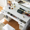 White Dressing Table with LED Mirror Wood Makeup Desk 3 Drawers Stool Bedroom
