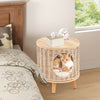 Cat House Cat Bed Cat Litter Box Enclosure w/ Rattan Frame