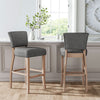 2x Breakfast High Bar Home Kitchen Pub Stools Chair Linen Seat Padded Wooden Leg