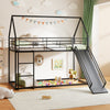 190 x 90 cm House Bunk Bed Low Bunk Bed Frame with Ladder-Black
