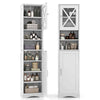 Narrow Corner Floor Cabinet 67” Tall Bathroom Cabinet with 2 Doors-White
