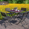 Set of 5 Wood Grain Effect Table&Chairs Outdoor Garden Bistro BBQ Furniture Set