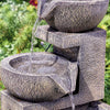 Solar Genoa Cascade Grey Stone Outdoor Garden Water Fountain Feature | Bird Bath