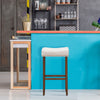 Set of 2 Saddle Bar Stools Backless Counter Stool W/ Upholstered Sponge Cushion